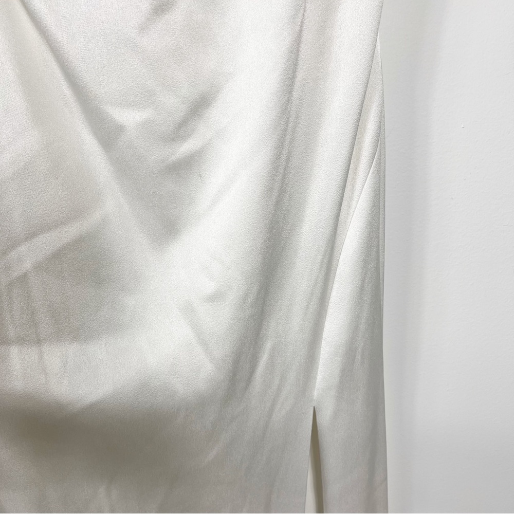 Alice + Olivia Paulette One Shoulder Satin Crepe Fitted Gown 8 NWT Off White - Picture 6 of 15